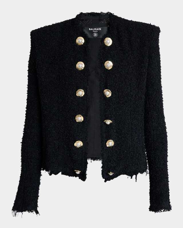 Two-Tone Button Tweed Spencer Jacket